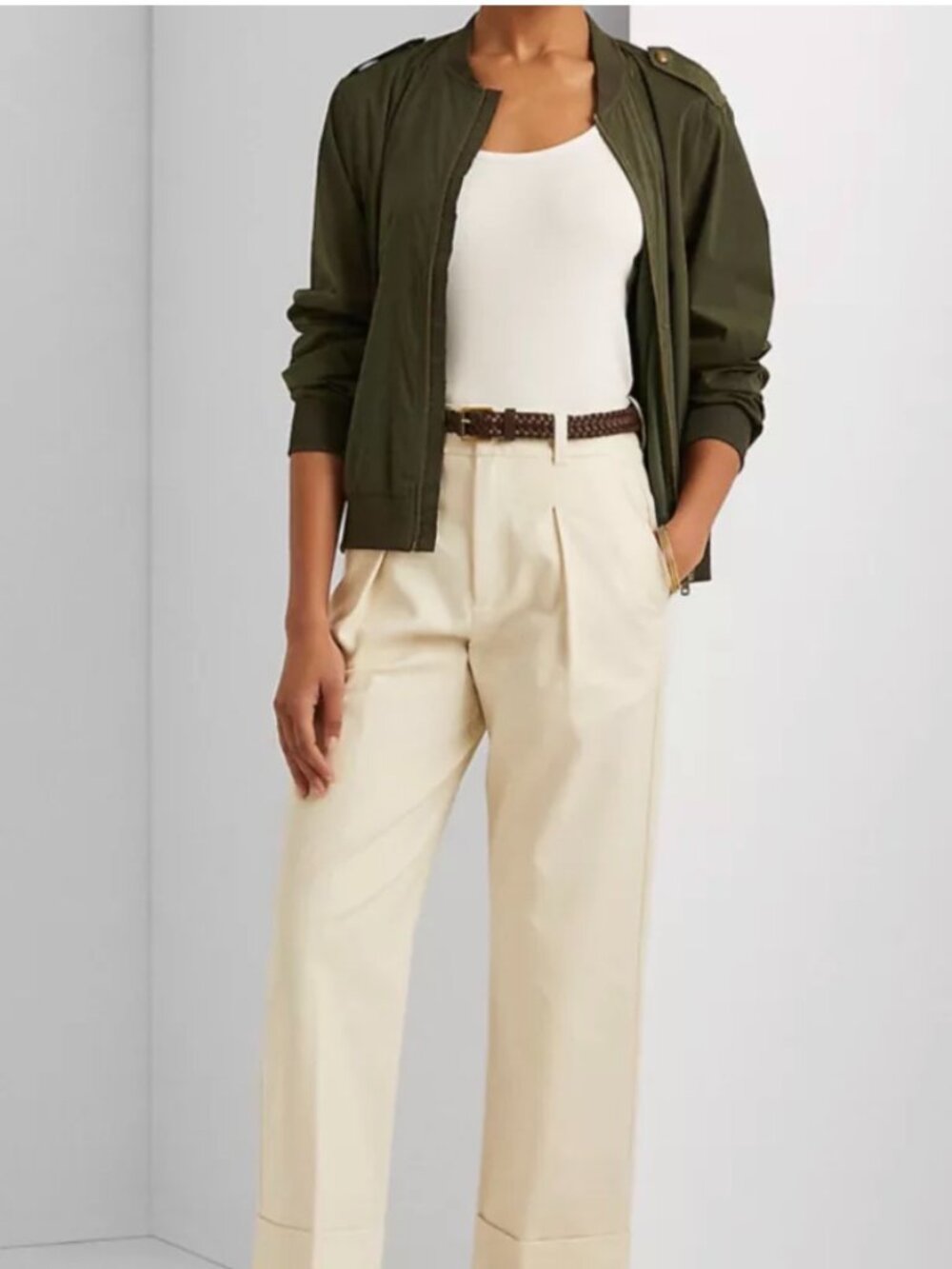 Lauren Ralph Lauren Double-Faced Stretch Cotton Ankle Pants
